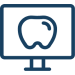 Icon of a monitor with a tooth on it 